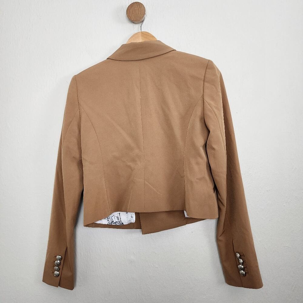 WHBM Studio Double-Breasted Cropped Blazer Toasted Coconut Caramel Tan Jacket 4 - Picture 12 of 15